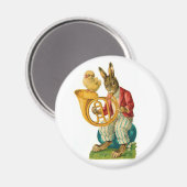 Frohe Ostern mit französischem Horn Vintage Magnet (Vorderseite/Rückseite)