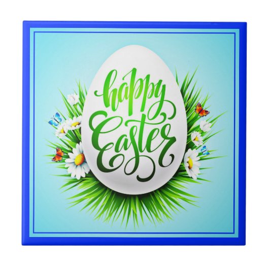 Frohe Ostern mit Frühlingsblumen-23180 Fliese (Vorderseite)