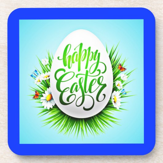 Frohe Ostern mit Frühlingsblumen-23180 Getränkeuntersetzer (Vorderseite)