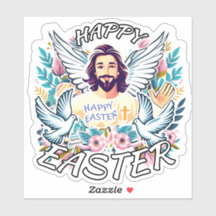 Frohe Ostern mit Jesus Aufkleber