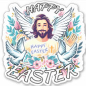 Frohe Ostern mit Jesus Aufkleber (Vorderseite)