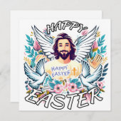Frohe Ostern mit Jesus Feiertagskarte (Vorne/Hinten)