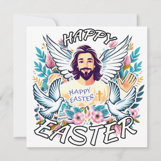Frohe Ostern mit Jesus Feiertagskarte (Vorderseite)