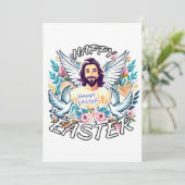 Frohe Ostern mit Jesus Feiertagskarte (Stehend Vorderseite)