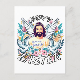 Frohe Ostern mit Jesus Feiertagspostkarte