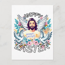 Frohe Ostern mit Jesus Feiertagspostkarte