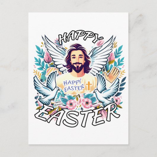 Frohe Ostern mit Jesus Feiertagspostkarte (Vorderseite)