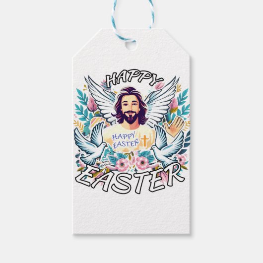 Frohe Ostern mit Jesus Geschenkanhänger (Vorderseite)