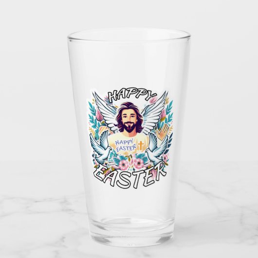 Frohe Ostern mit Jesus Glas (Vorderseite)