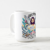 Frohe Ostern mit Jesus Kaffeetasse (Vorderseite Links)