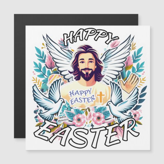 Frohe Ostern mit Jesus Magnetkarte (Vorne/Hinten)