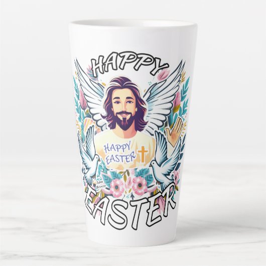 Frohe Ostern mit Jesus Milchtasse (Vorderseite)