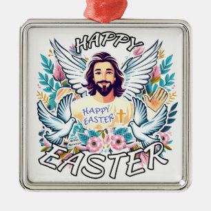 Frohe Ostern mit Jesus Ornament Aus Metall