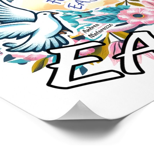 Frohe Ostern mit Jesus Poster (Ecke)