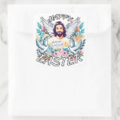 Frohe Ostern mit Jesus Quadratischer Aufkleber (Tasche)