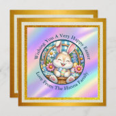 Frohe Ostern mit Niedlichem Hasen, Eiern und Flora Einladung (Vorne/Hinten)