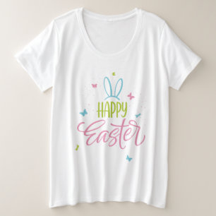 Frohe Ostern mit Schmetterlingen Große Größe T-Shirt