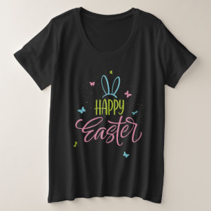 Frohe Ostern mit Schmetterlingen Große Größe T-Shirt