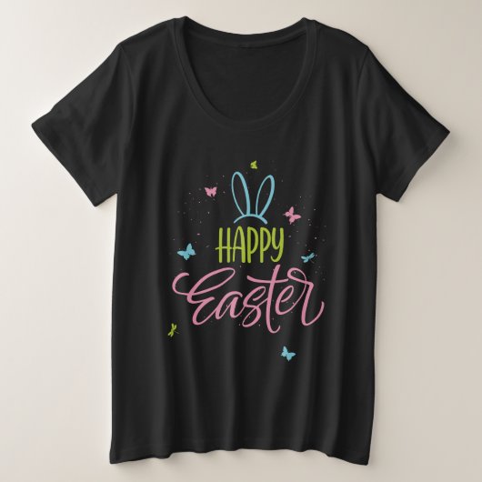 Frohe Ostern mit Schmetterlingen Große Größe T-Shirt (Design vorne)