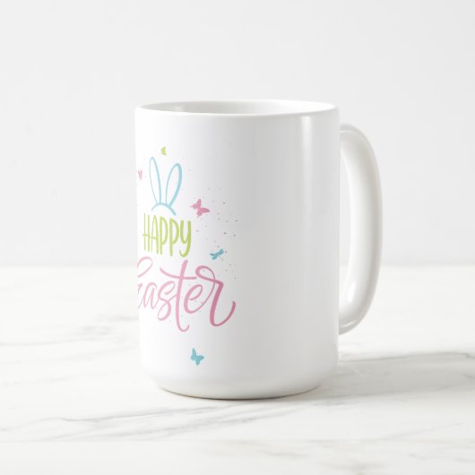 Frohe Ostern mit Schmetterlingen Kaffeetasse (VorderseiteRechts)