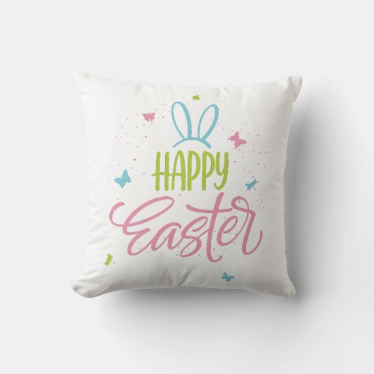Frohe Ostern mit Schmetterlingen Kissen (Vorderseite)