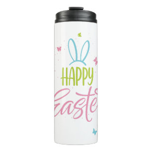 Frohe Ostern mit Schmetterlingen Thermosbecher