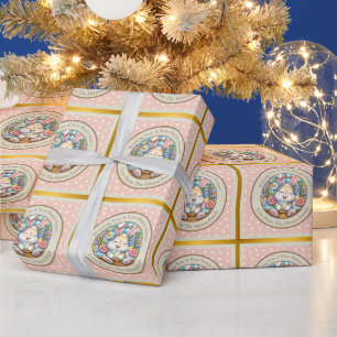 Frohe Ostern mit süßem Hasen, Eiern und Blumen Geschenkpapier