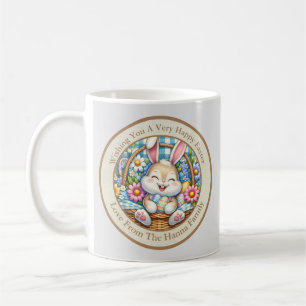 Frohe Ostern mit süßem Hasen, Eiern und Blumen Kaffeetasse