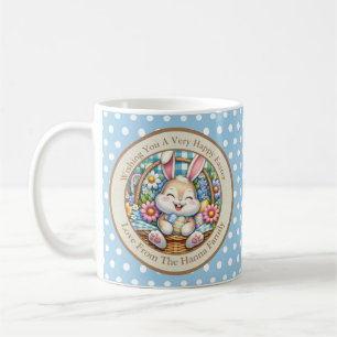 Frohe Ostern mit süßem Hasen, Eiern und Blumen Kaffeetasse