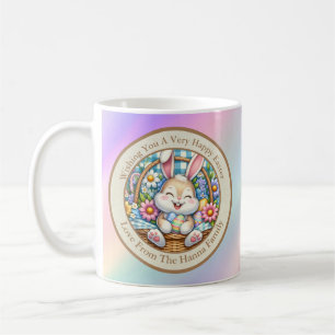 Frohe Ostern mit süßem Hasen, Eiern und Blumen Kaffeetasse