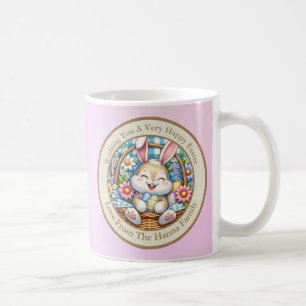 Frohe Ostern mit süßem Hasen, Eiern und Blumen Kaffeetasse