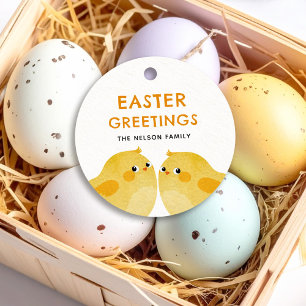 Frohe Ostern mit zwei kleinen Küken Geschenkanhänger