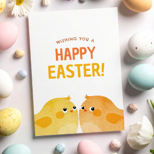 Frohe Ostern mit zwei kleinen Wasserfarbenküken Einladung