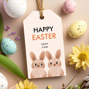 Frohe Ostern mit zwei niedlichen Babykaninchen Geschenkanhänger