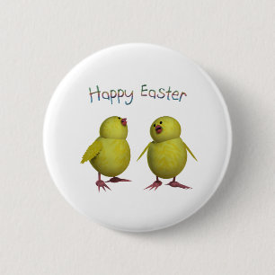 Frohe Ostern mit zwei Niedlichen Chicks Button