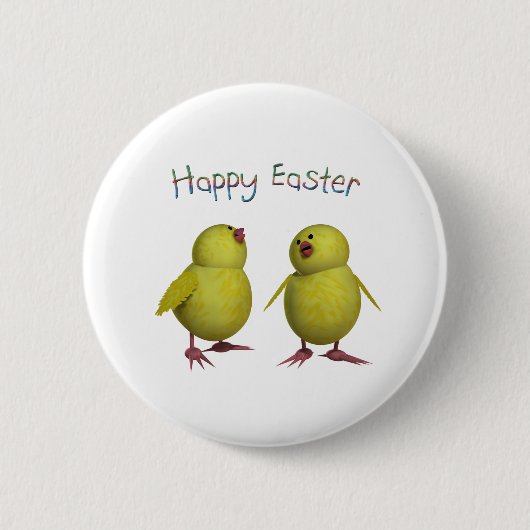Frohe Ostern mit zwei Niedlichen Chicks Button (Vorderseite)