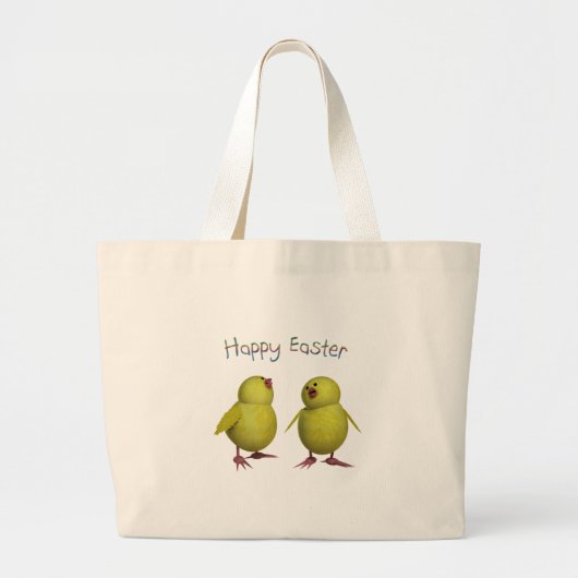 Frohe Ostern mit zwei Niedlichen Chicks Jumbo Stoffbeutel (Vorne)