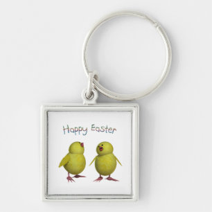 Frohe Ostern mit zwei Niedlichen Chicks Schlüsselanhänger