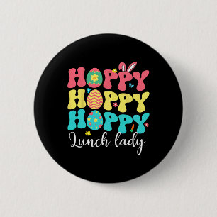 Frohe Ostern Mittagessen Dame Bunter Hase Job Team Button