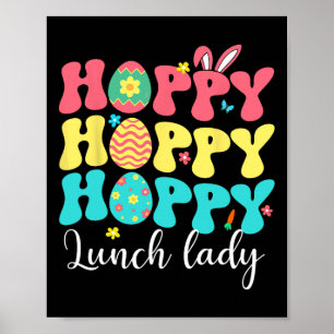 Frohe Ostern Mittagessen Dame Bunter Hase Job Team Poster