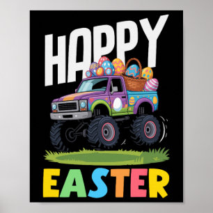 Frohe Ostern Monster Truck Lila Pickup Sket Eier Poster