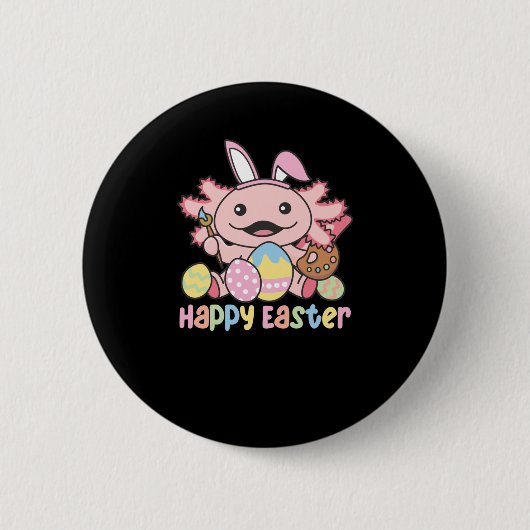 Frohe Ostern Niedlich Axolotl Ostern mit Ostereier Button (Vorderseite)