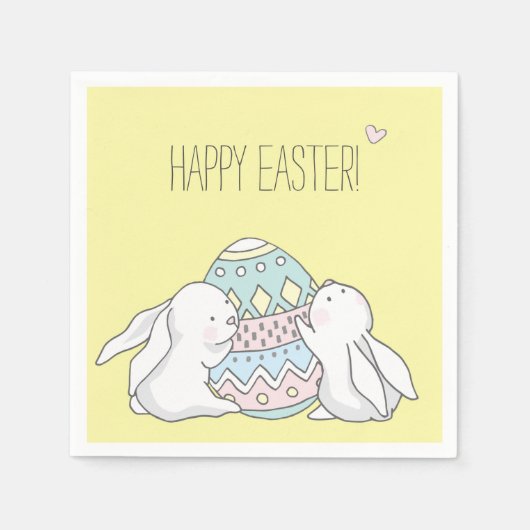 Frohe Ostern! Niedlich Baby Bunnies - Gelb Serviette (Vorderseite)