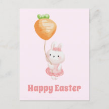 Frohe Ostern! Niedlich Bunny mit Carrot Balloon