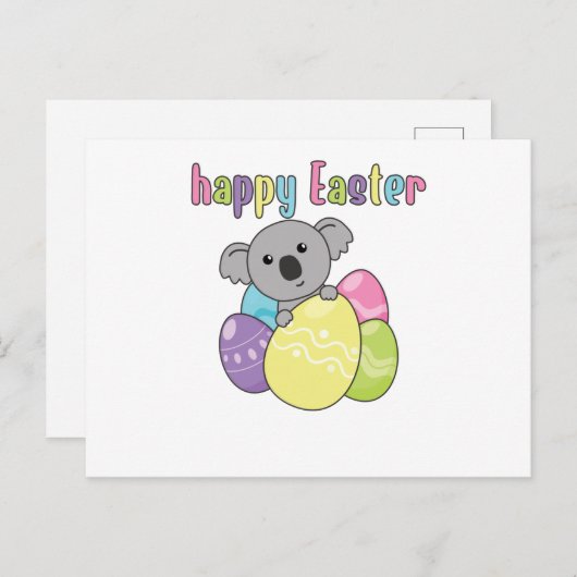 Frohe Ostern Niedlich Koala zu Ostern mit Ostereie Postkarte (Vorne/Hinten)