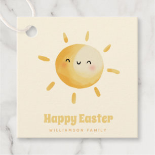 Frohe Ostern! Niedliche Wasserfarbensonne Geschenkanhänger