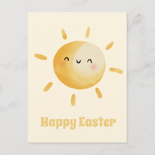 Frohe Ostern! Niedliche Wasserfarbensonne Postkarte (Vorderseite)