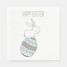 Frohe Ostern! Niedlicher Bunny an einem Ostereier Serviette