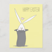 Frohe Ostern! Niedlicher Hase in Top Hat - Gelb Postkarte (Vorderseite)
