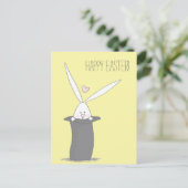 Frohe Ostern! Niedlicher Hase in Top Hat - Gelb Postkarte (Stehend Vorderseite)